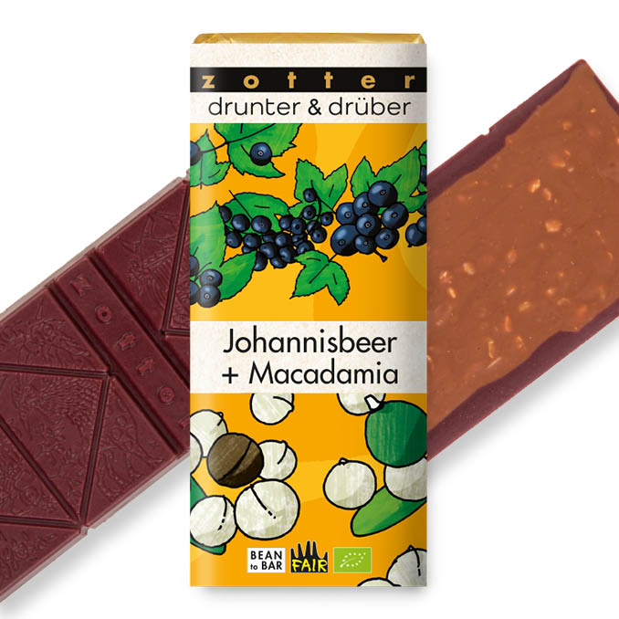 drunter & drüber Johannisbeer + Macadamia | Zotter Schokolade